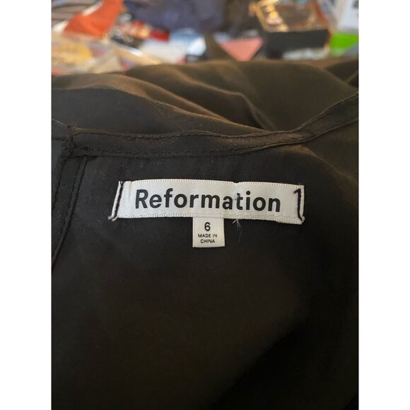 NWT Reformation Meesha Dress 6 Black Sheer Open Back NEW $378 Midi - Picture 9 of 15